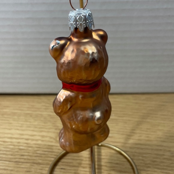 Vtg Inge Glas Christmas Ornament German Brown Bear Hand Blown Glass Hand Painted - Picture 2 of 7